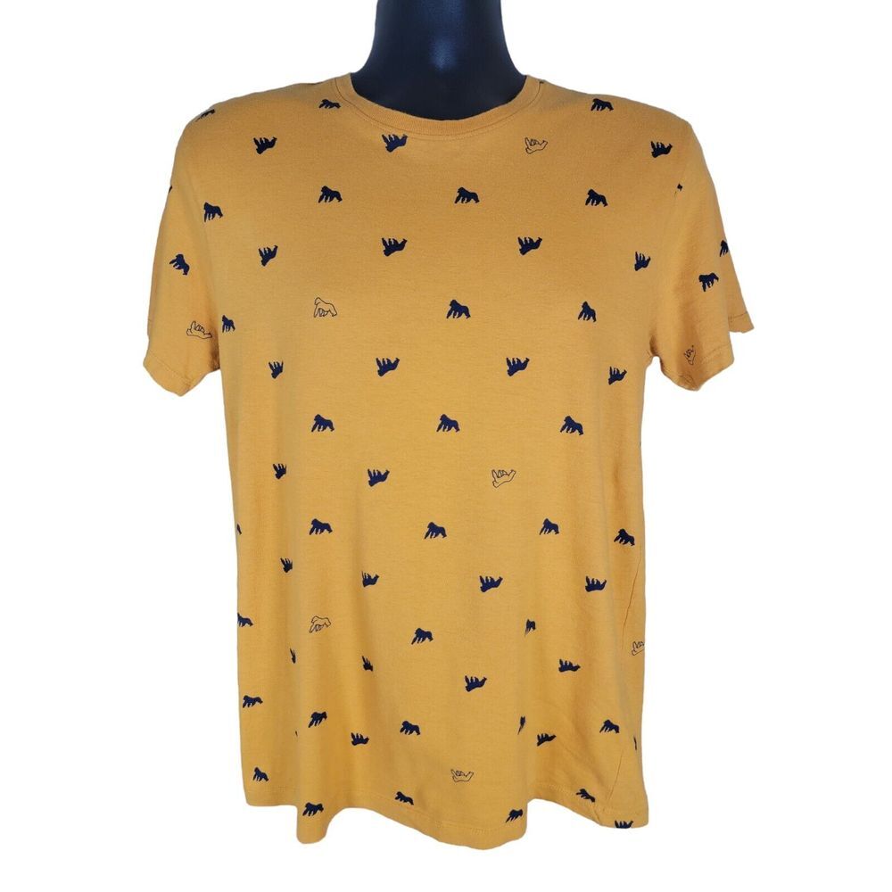 Knicker Bocker Men's Short-Sleeved T-Shirt Size Medium Yellow Blue Gorilla Print